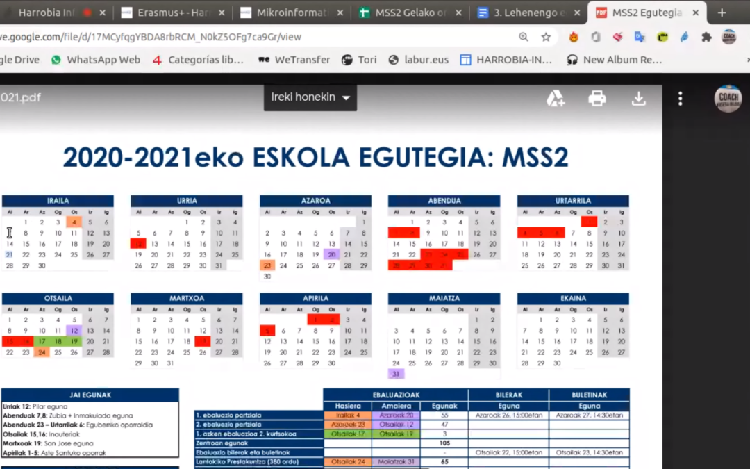 Presentación del curso 2020-2021 en Harrobia Ikastola